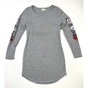 Bobbie Brooks Long Sleeve Dress Women's Medium Floral Sleeves Gray